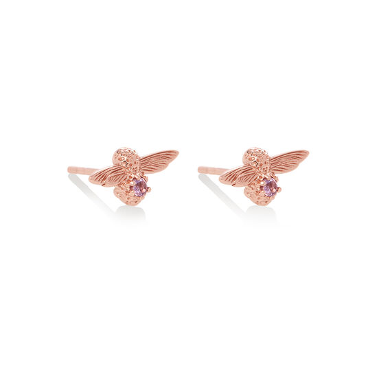 Celebration Bee Studs Rose Gold & Amethyst