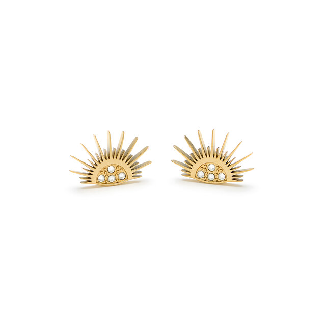 Celestial Sun Gold Plated Stud Earrings
