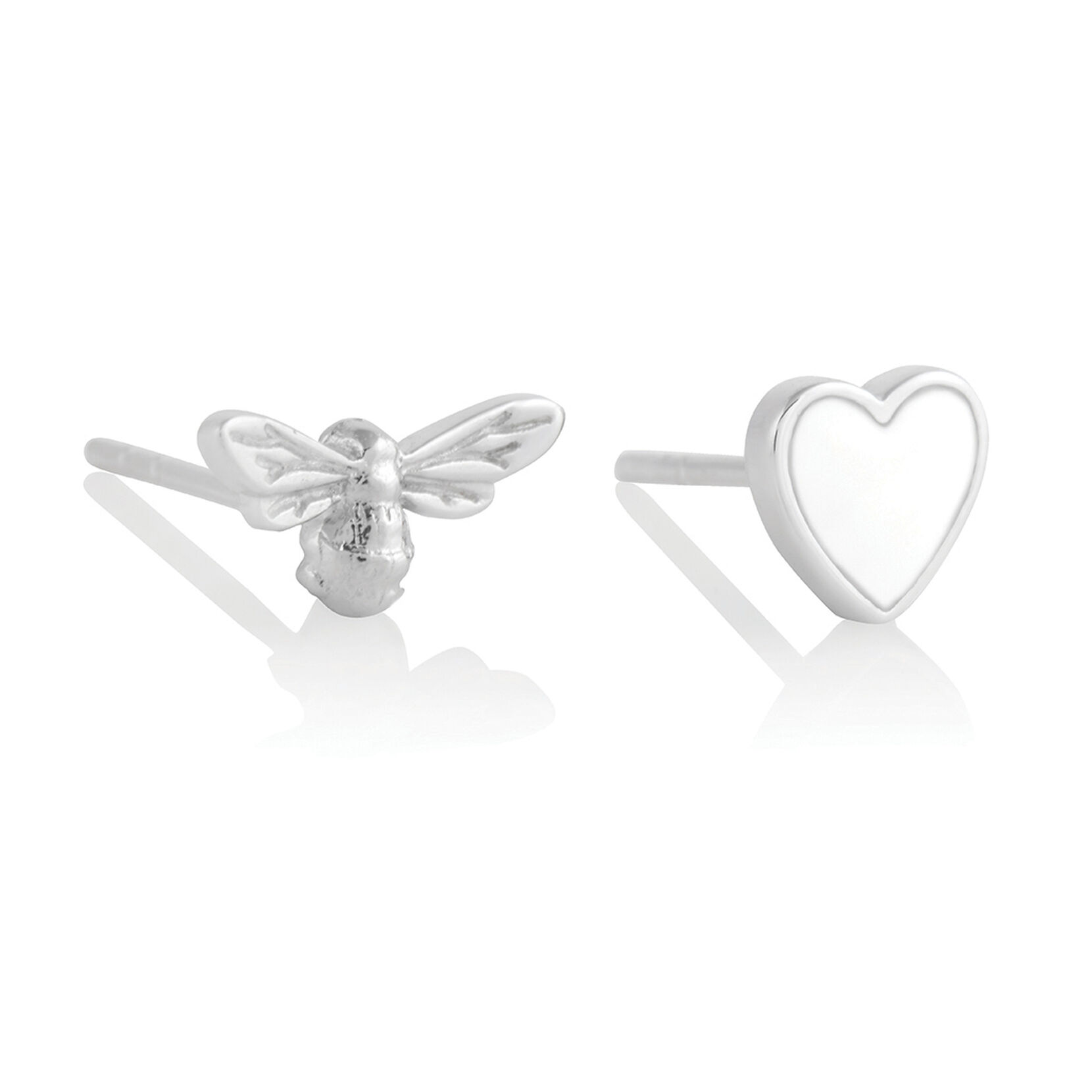 You Have My Heart Studs White & Silver