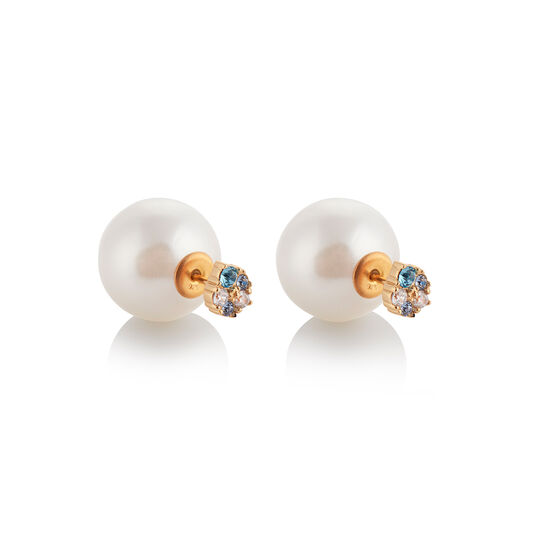 Under The Sea White Pearl Back Earrings Gold