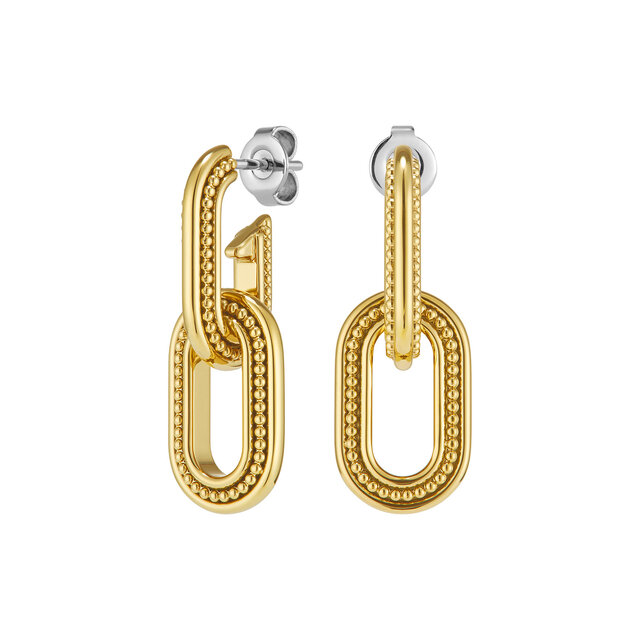 Camber Caviar Interlink Gold Plated Hoop Earrings