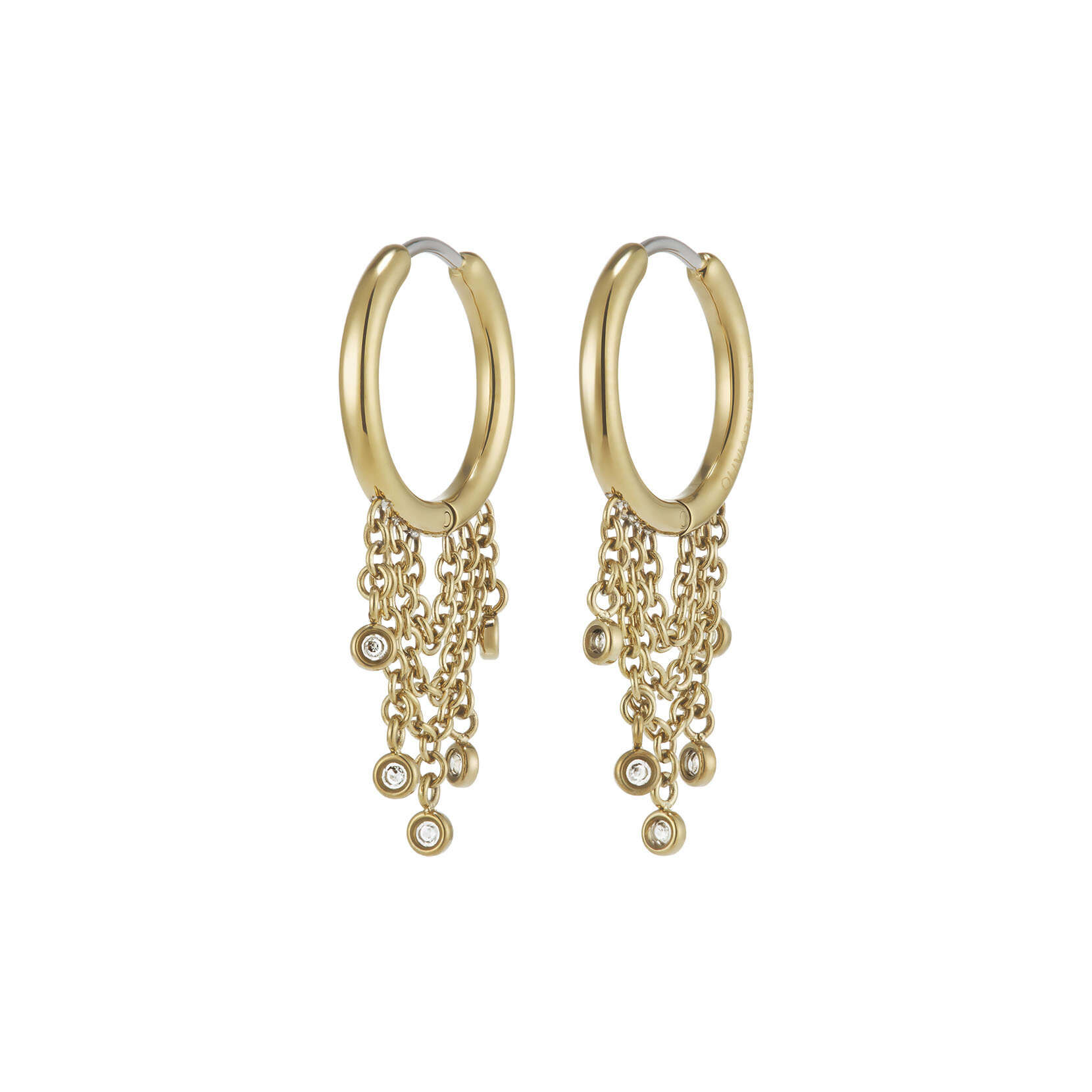 Crystal Chain Gold Plated Huggie Hoop Earrings