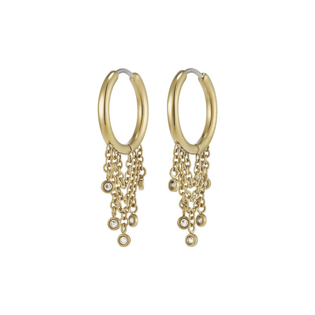 Crystal Chain Gold Plated Huggie Hoop Earrings