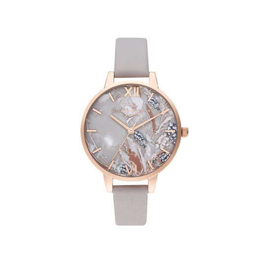 Abstract Florals Grey Lilac & Pale Rose Gold