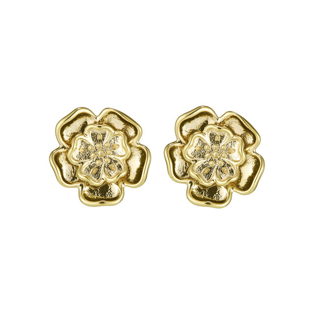 Tudor Rose Gold Plated Stud Earrings