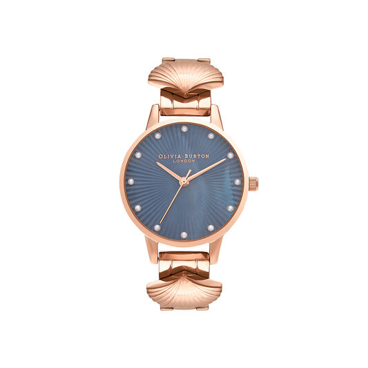 Mermaid Watch Rose Gold & Navy Mother of Pearl