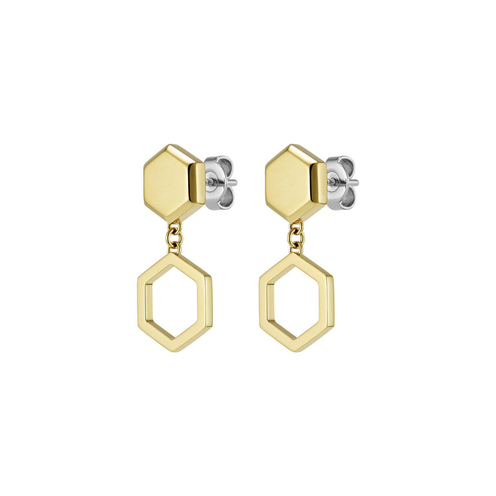 Ever Stacked Honeycomb Gold Plated Drop Earrings