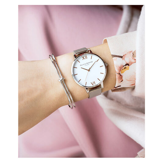 Big Dial Rose Gold Mesh Watch