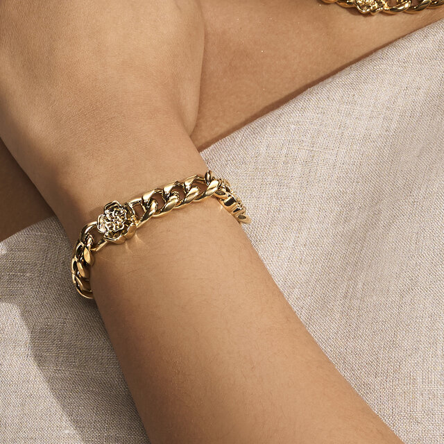 Tudor Rose Gold Plated Link Chain Bracelet