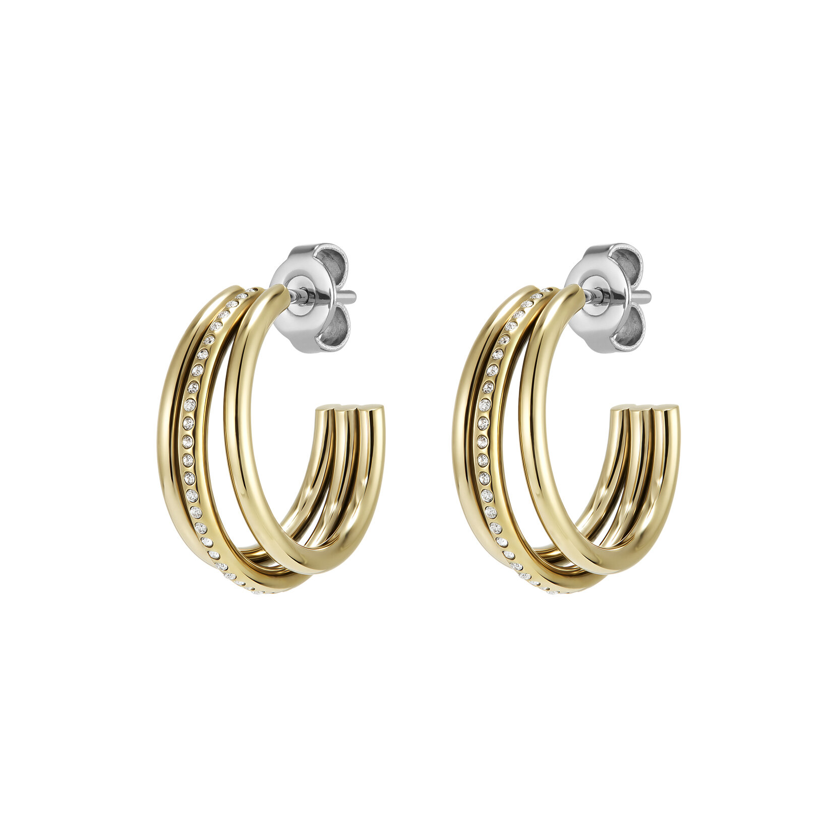 Ever Stacked Claw Gold Plated Hoop Earrings