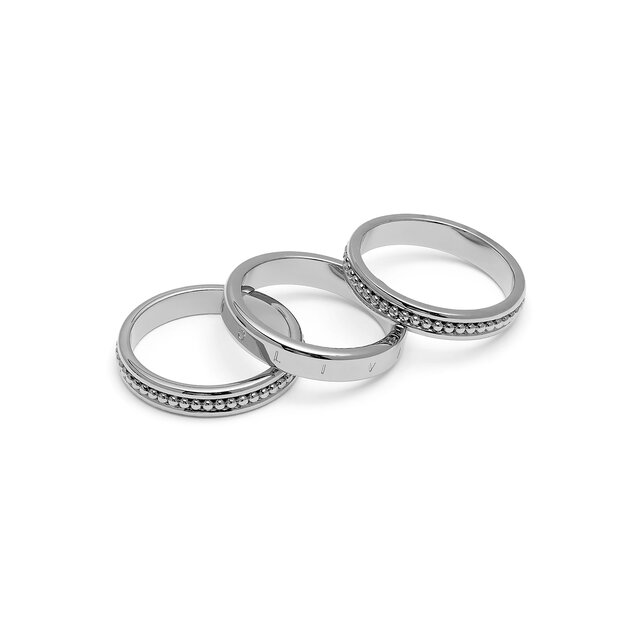 Ever Stacked Silver Tone Rings L
