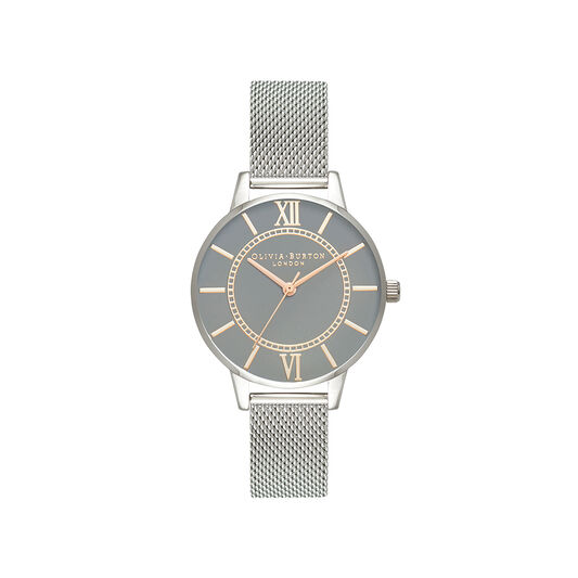 Wonderland Grey Dial Pale Rose Gold & Silver Mesh