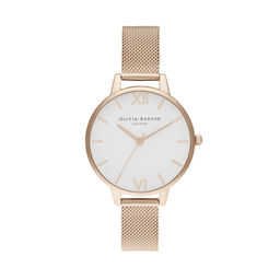 Demi White Dial Pale Rose Gold Mesh