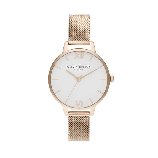 Demi White Dial Pale Rose Gold Mesh