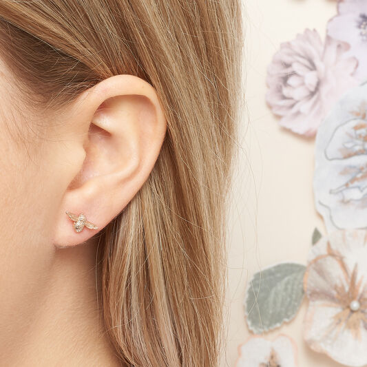 3D Bee Studs Rose Gold