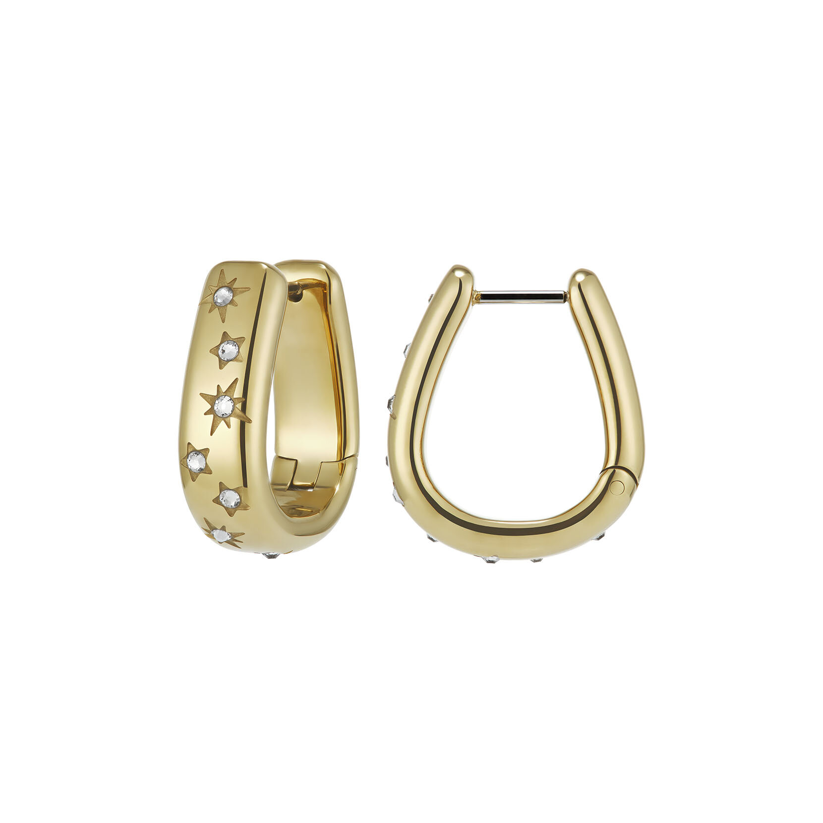 Celestial Crystal Gold Plated Hoop Earrings