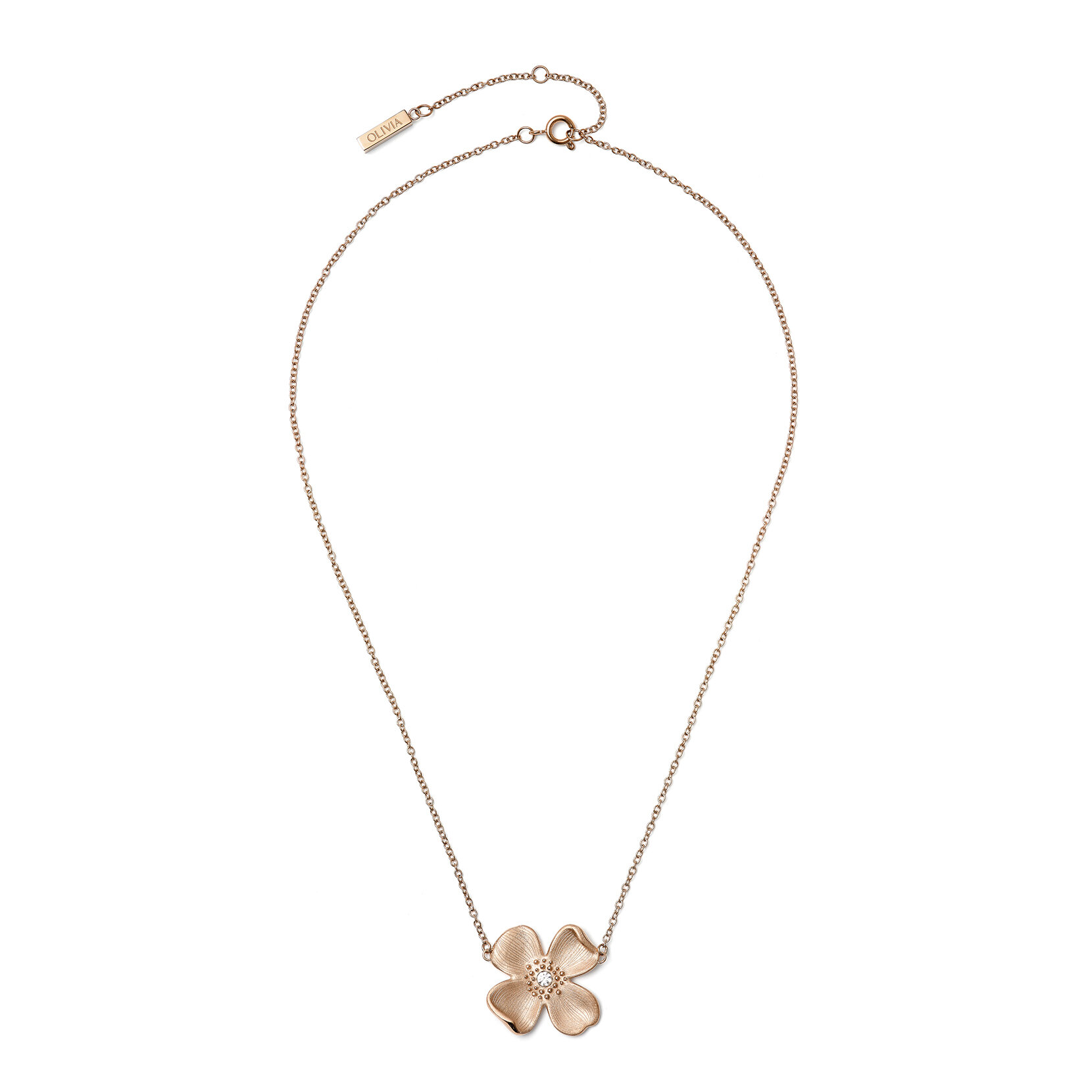 Dogwood Flower Carnation Gold Pendant Necklace