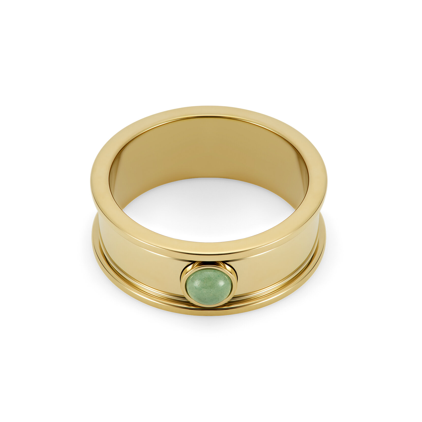 Aventurine Cabochon Gold Plated Gemstone Ring S