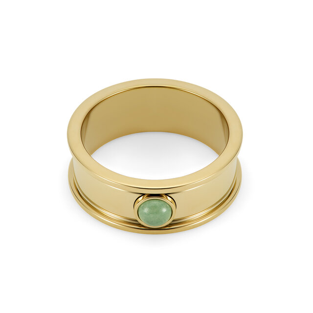 Aventurine Cabochon Gold Plated Gemstone Ring M