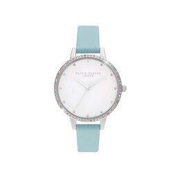 Rainbow Bezel, Turquoise & Silver
