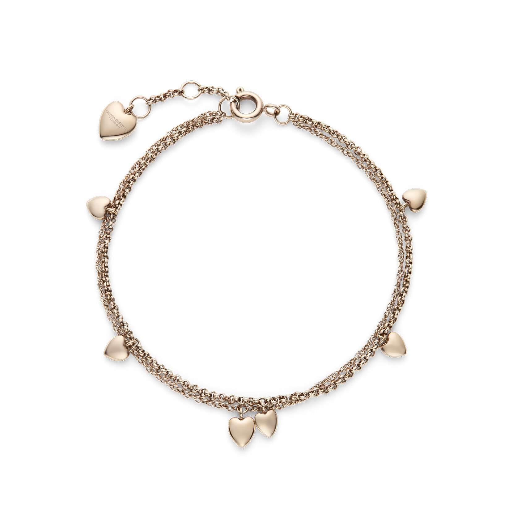 Mini Heart Rose Gold Plated Double Chain Bracelet