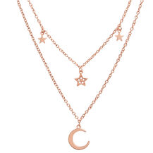 Celestial Rose Gold Moon & Star Double Chain Necklace