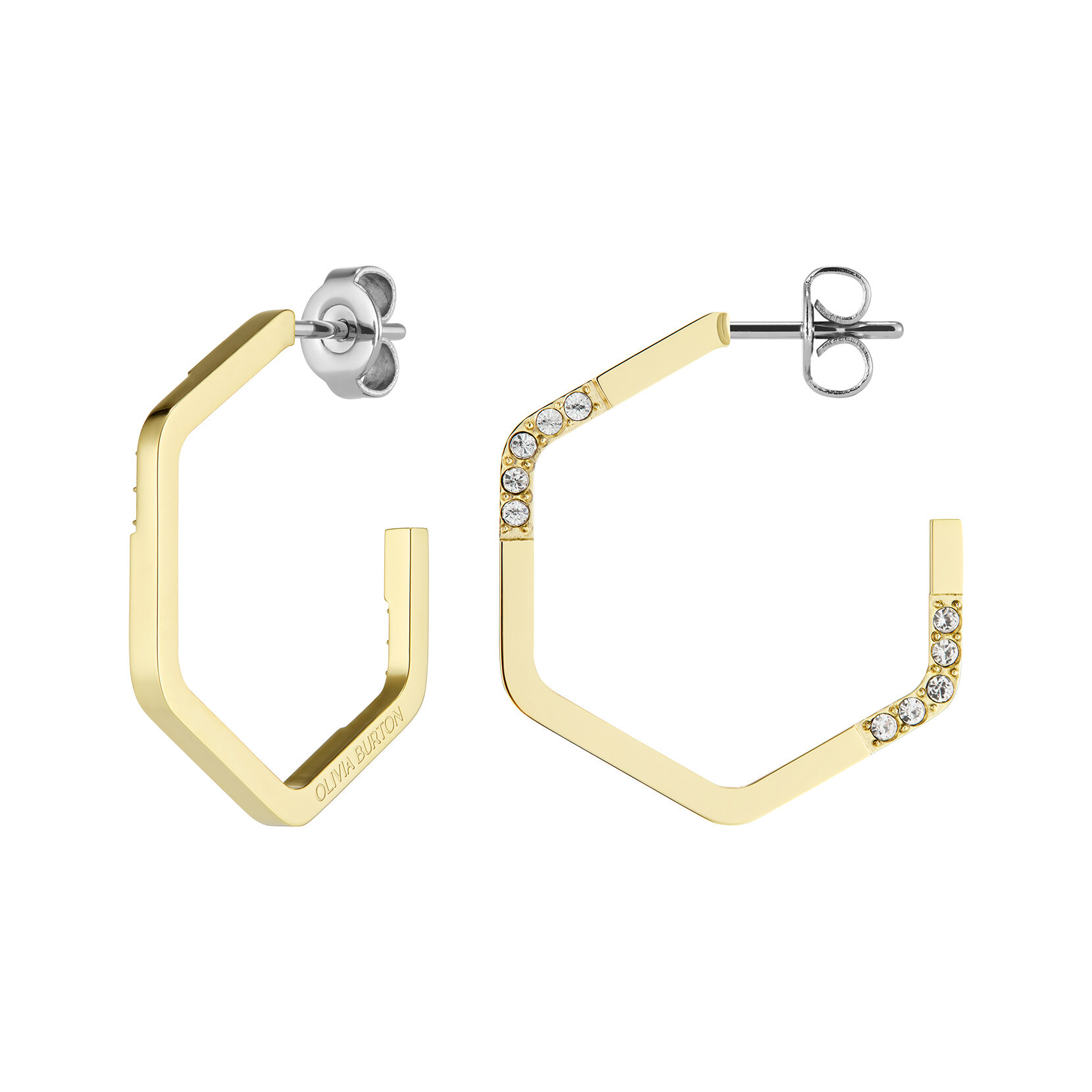 Crystal Honeycomb Gold Plated Hoop Earrings
