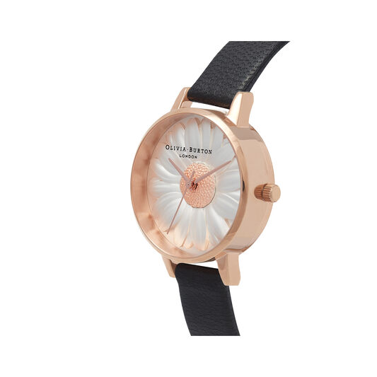 Flower Show 3D Daisy Black & Rose Gold Watch