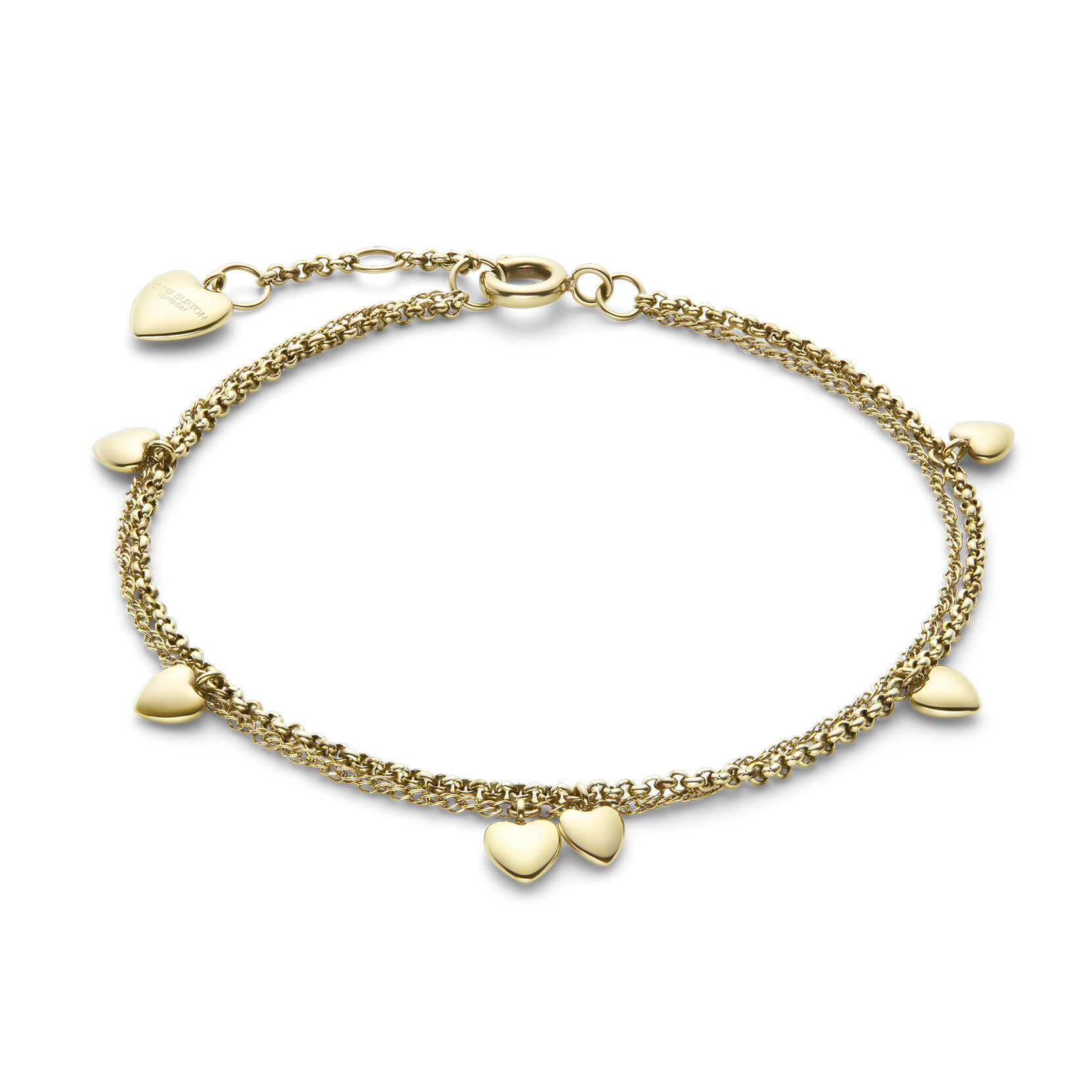 Mini Heart Gold Plated Double Chain Bracelet
