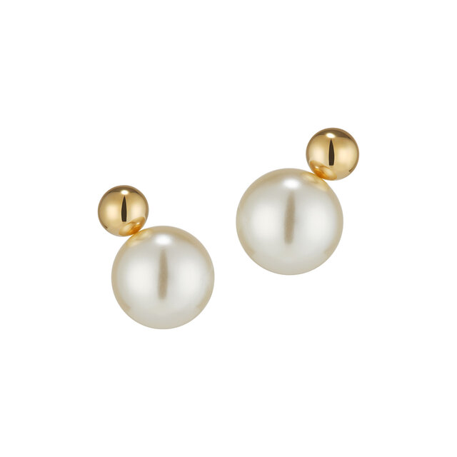 Modern Cream Pearl Gold Plated Stud Earrings