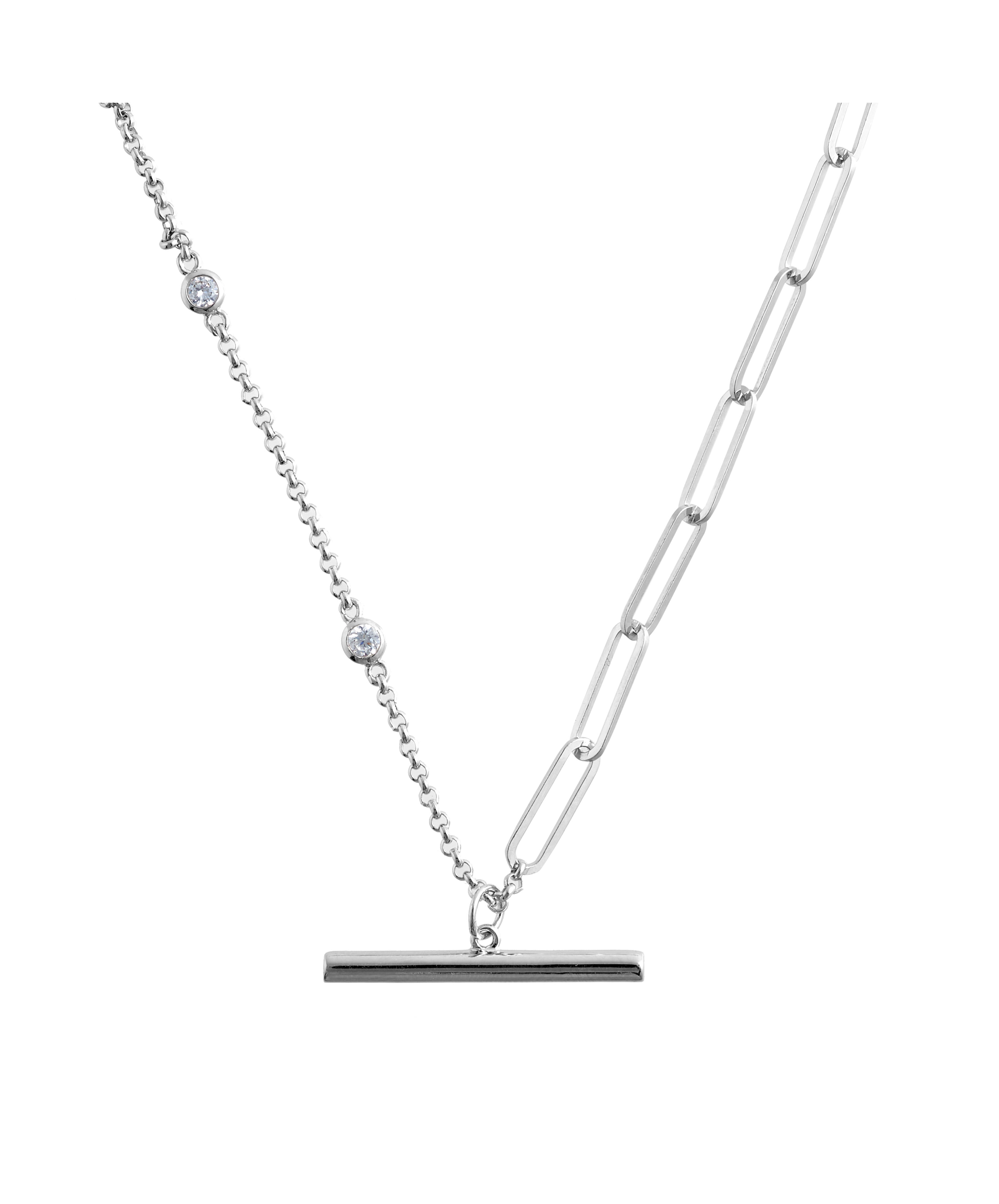 Silver T-Bar On Fine Curb Chain - Tilly Sveaas Jewellery