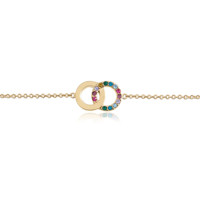 Jewel Rainbow Interlink Gold Bracelet