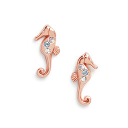 Seahorse Sparkle Rose Gold Studs