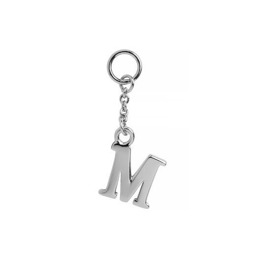 M Alphabet Huggie Charm Silver