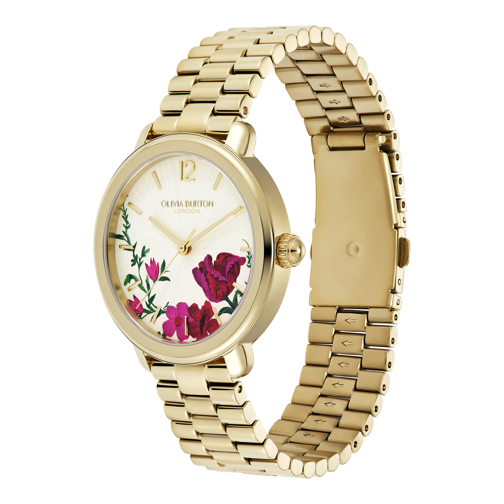 Signature 36mm Vintage Floral Gold Bracelet Watch | Olivia