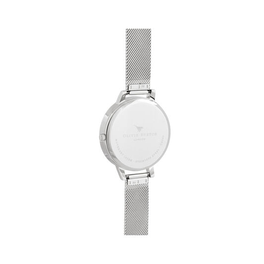 Big Dial Rose Quartz & Silver Mesh