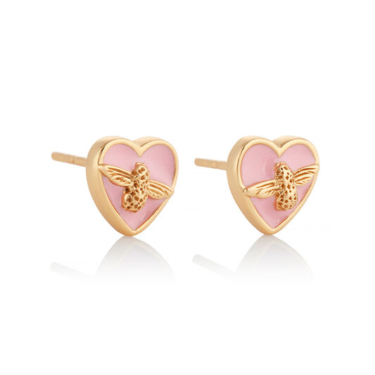 Love Bug Studs Pink & Gold