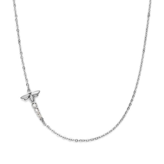 Ever Stacked Bee Silver Tone Stacking Necklace