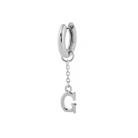 G Alphabet Huggie Charm Silver