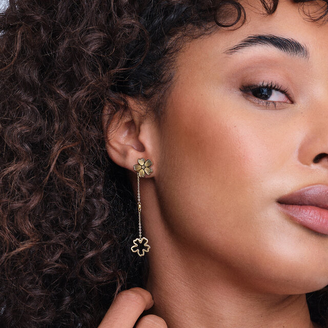 Forget Me Not Floral Gold Plated Drop Earrings