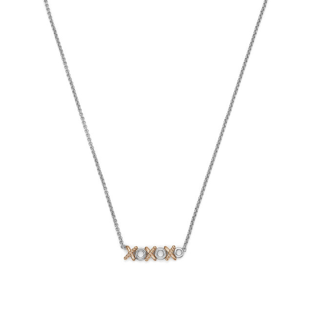 XO Entwine Silver & Rose Gold Plated Necklace
