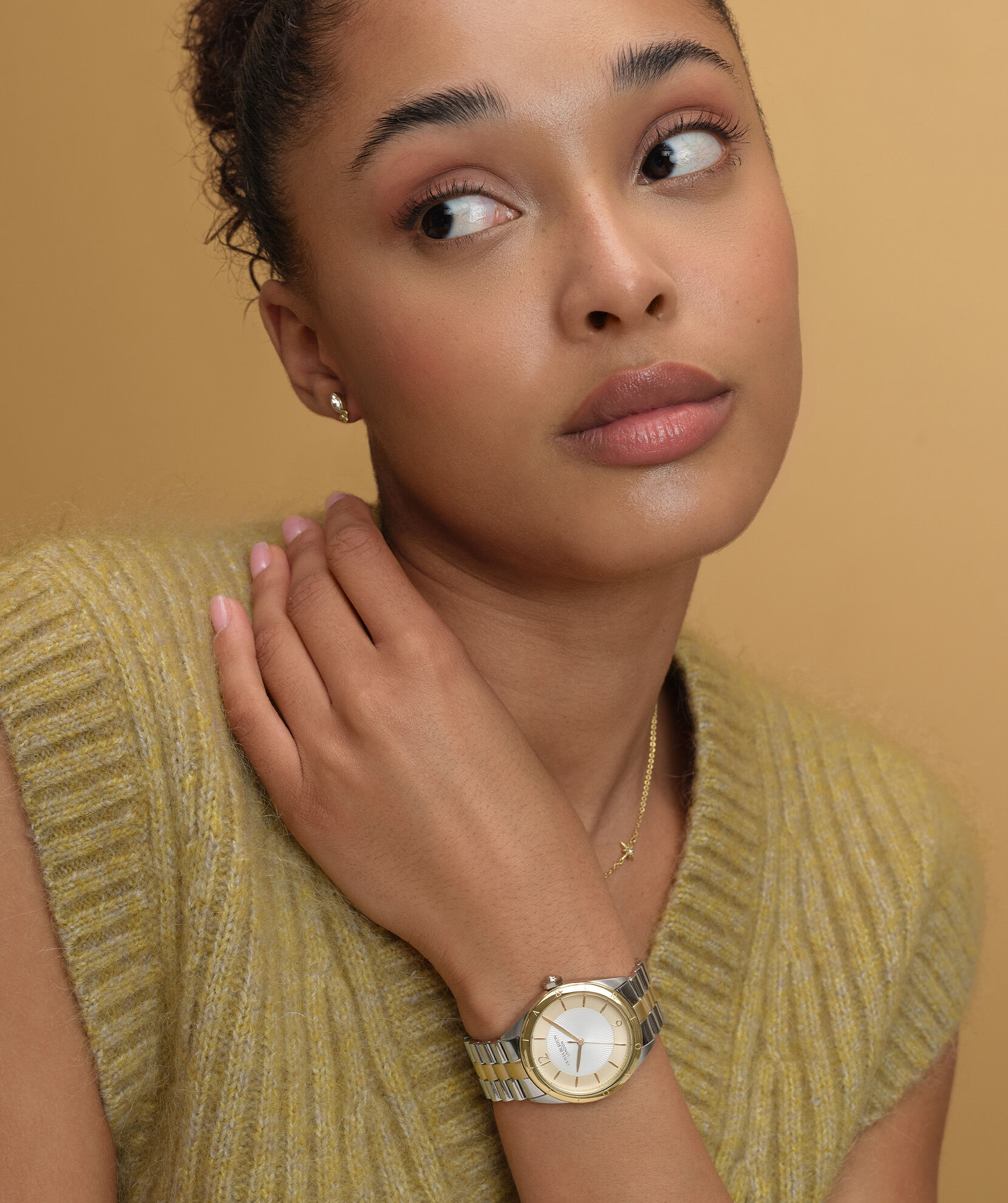 Sports Luxe 36mm Swirled White & Two Tone Bracelet Watch | Olivia