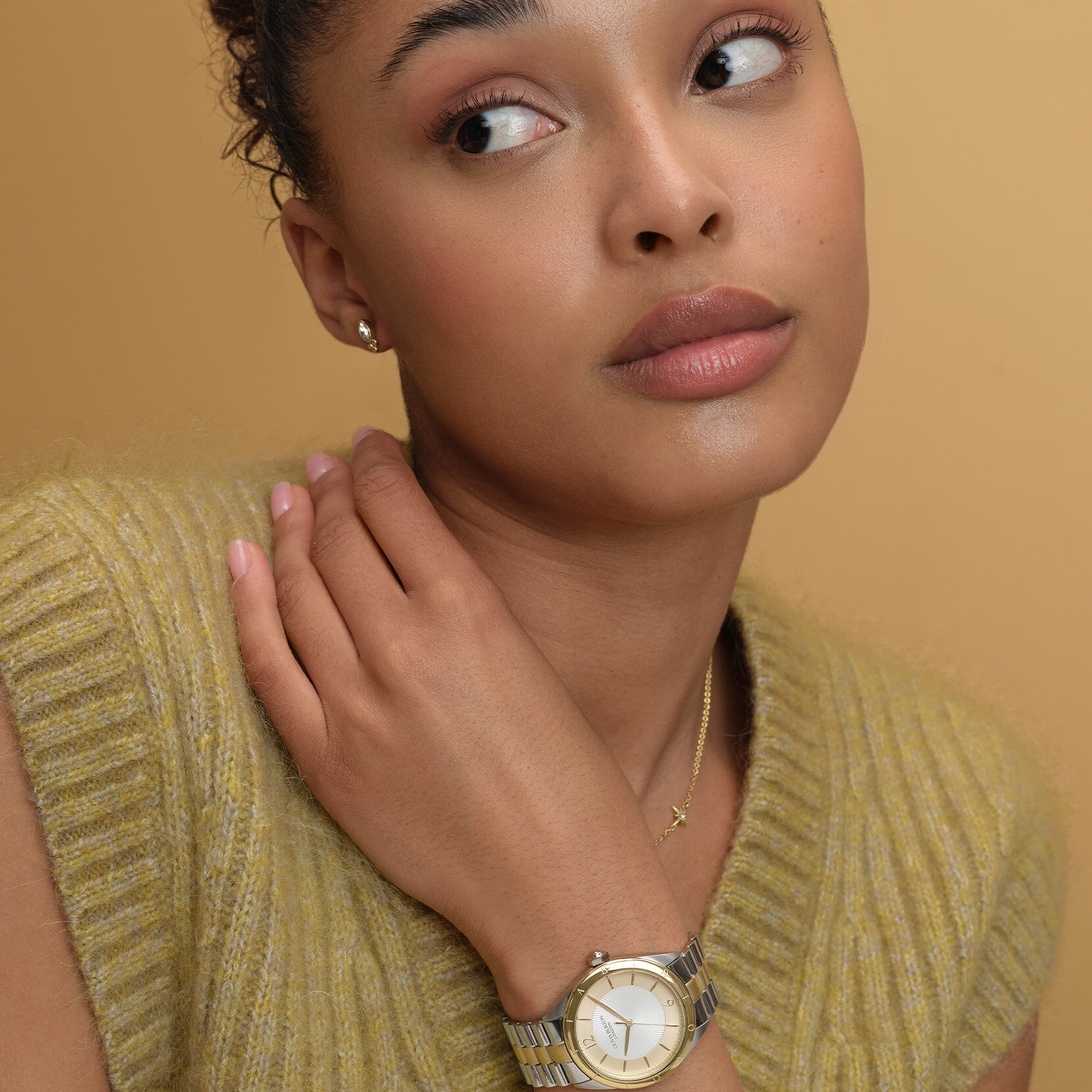 36mm Swirled White & Two Tone Bracelet Watch