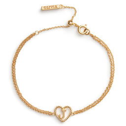'J' Heart Initial Chain Bracelet Gold
