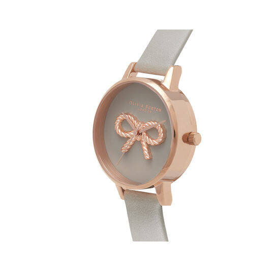 3D Vintage Bow Grey & Rose Gold Watch