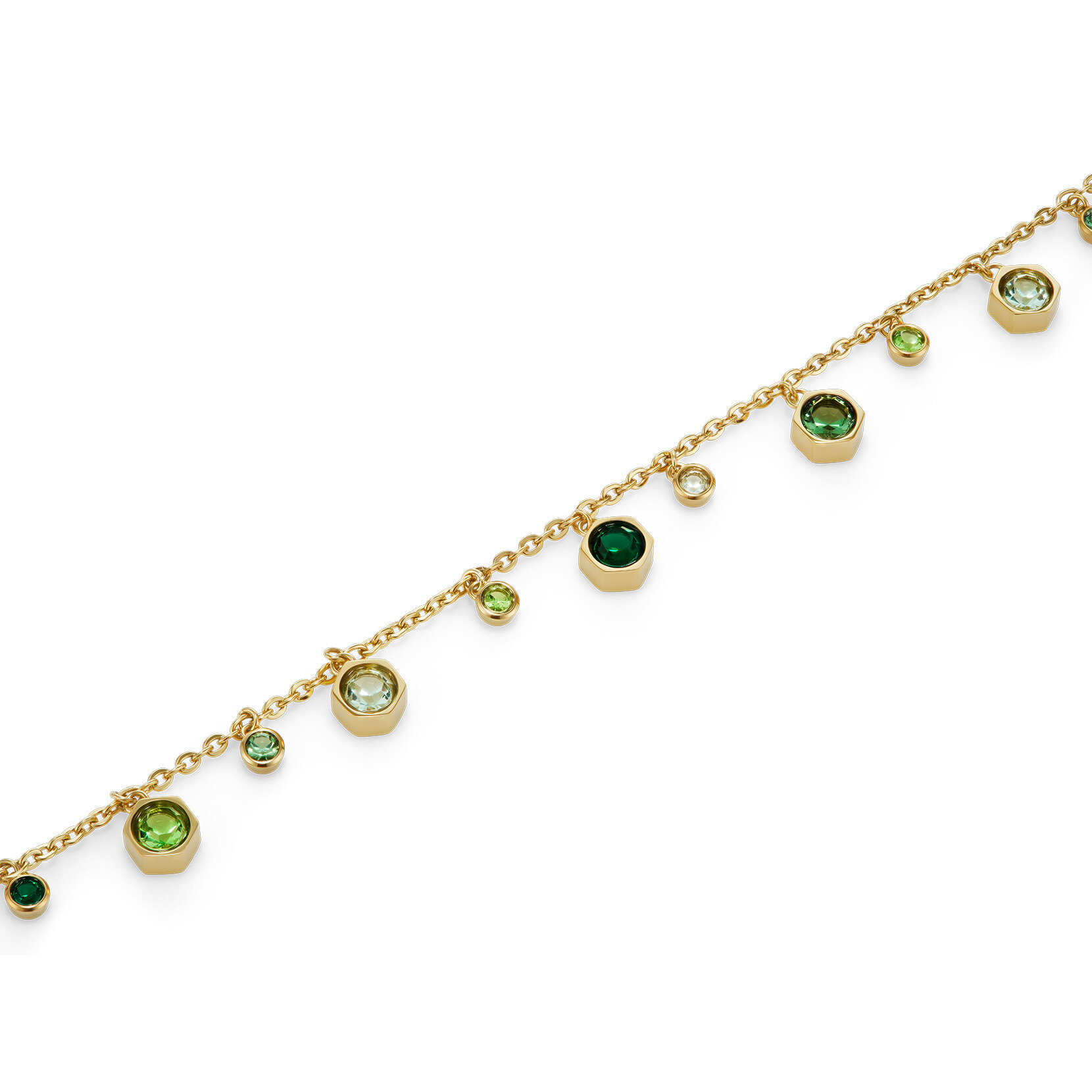 Mini Droplet Green Crystal Gold Plated Bracelet