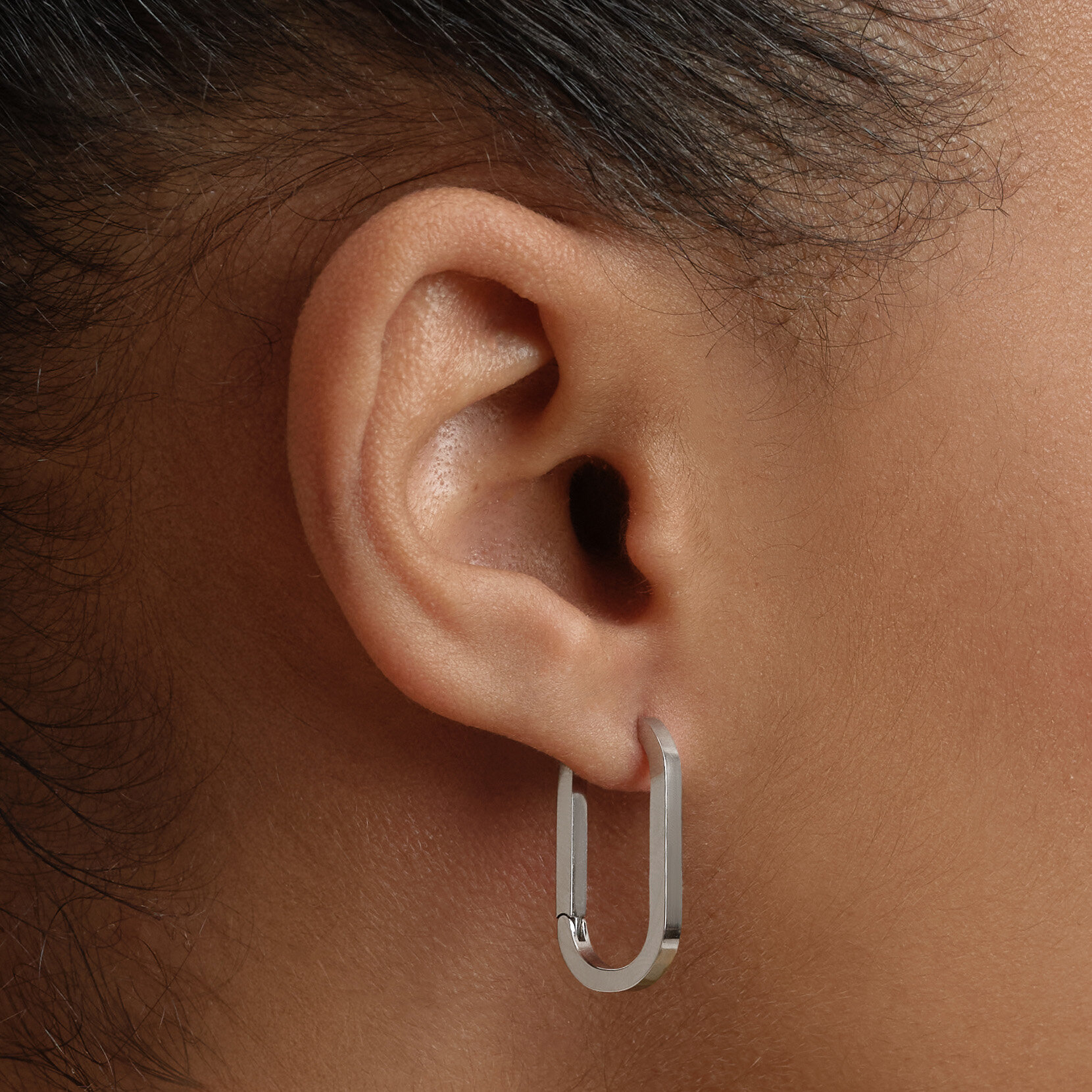 Soft Square Silver Tone Hoop Earrings