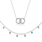 Rainbow Silver Choker & Interlink Necklace Gift Set