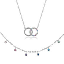 Rainbow Silver Choker & Interlink Necklace Gift Set