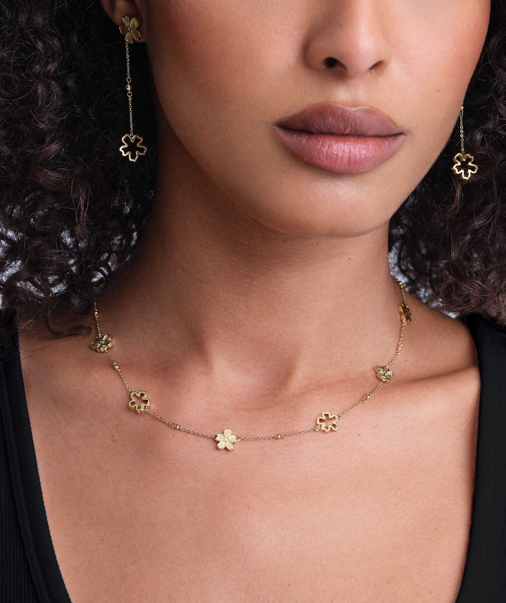 Signature Forget Me Not Floral Gold Plated Necklace | Olivia